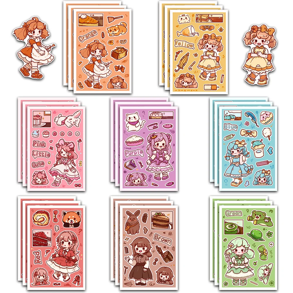 

8 шт., классические детские наклейки с рисунком милой маленькой девочки, коллаж для скрапбукинга, материал для гитары, скейтборда, декоративные