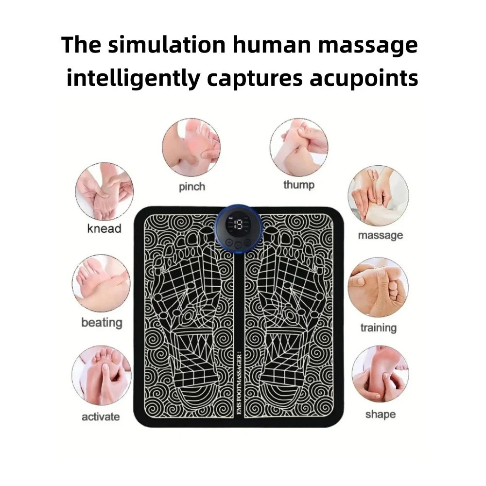 Intelligent Foot Massager Pulse Therapy Electric Foot Muscle Massage Pad USB Charging Convenient Fast Suitable for Home Travel