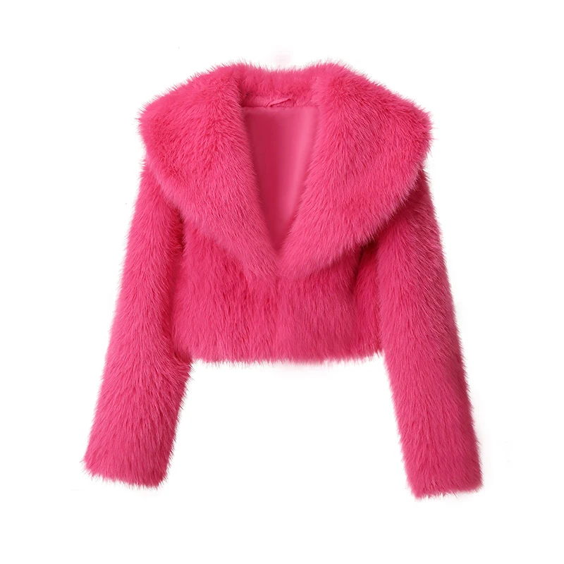 Luxury Famous Brand Fashion Fluffy Cropped giacca di pelliccia di volpe donna inverno 2024 nuovi cappotti di pelliccia sintetica Street Style ragazze giacche corte