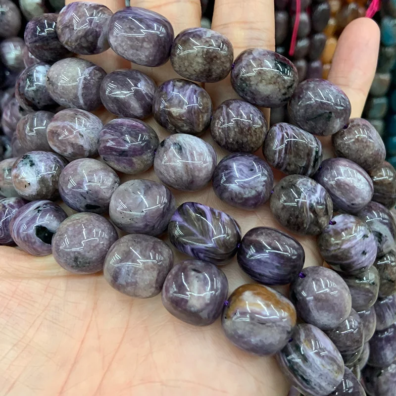 14x16mm Natural Charoite Stone Beads 15'' Freeform Potato DIY Loose Beads For Jewelry Making Women Beads Bracelet Necklace Gift