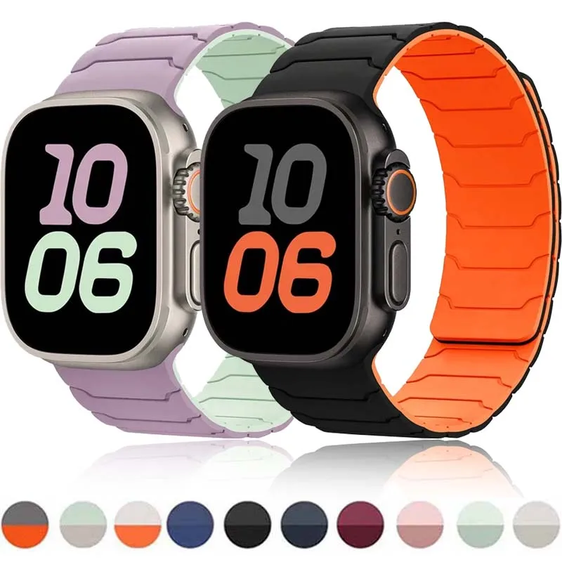 Silikonarmband für Apple Watch Ultra 3 49mm Magnetisches Armband iWatch 11 10 9 8 7 6 5 SE 46mm 42mm 45mm 41mm 44mm 40mm Gurt