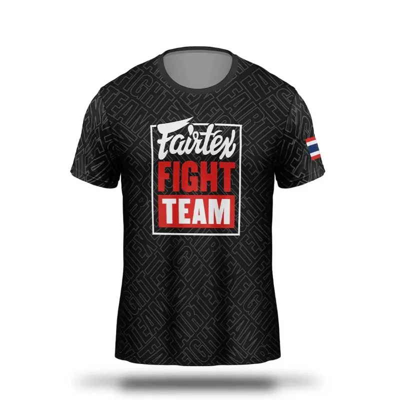 Fairtex Muay Thai T-Shirt Men Women MMA Boxing Training Tee BlackWhite Streetwear Sportswear Short Sleeve Gym Workout Top Unisex