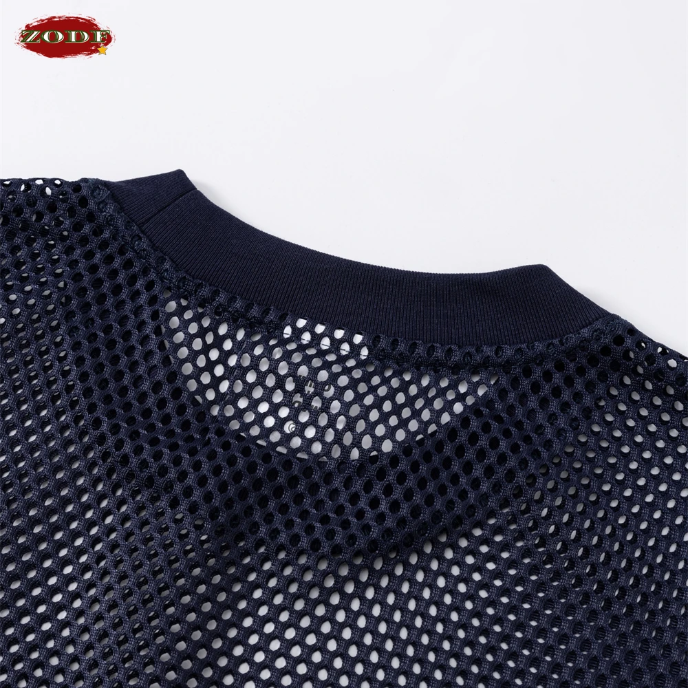 ZODF جديد 2026 الصيف تنفس شبكة تي شيرت للرجل للجنسين شارع العليا 240gsm Boxyfit تي شيرت العلامة التجارية بلايز HY1179