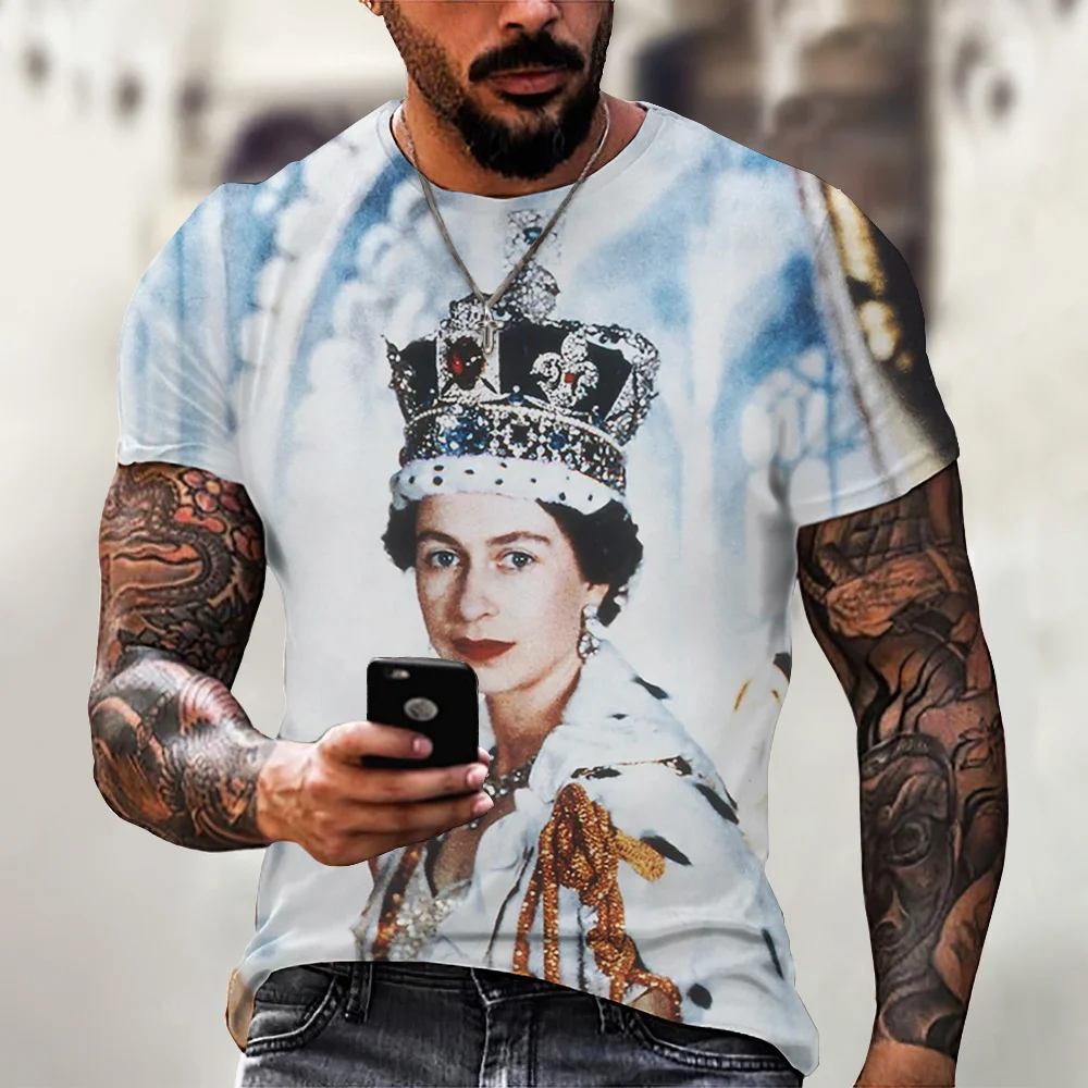 Summer Queen Elizabeth 3d Printed T-shirt Men's Loose Quick Dry Short Sleeve Top T-shirt Casual Fashion Men's T-shirt