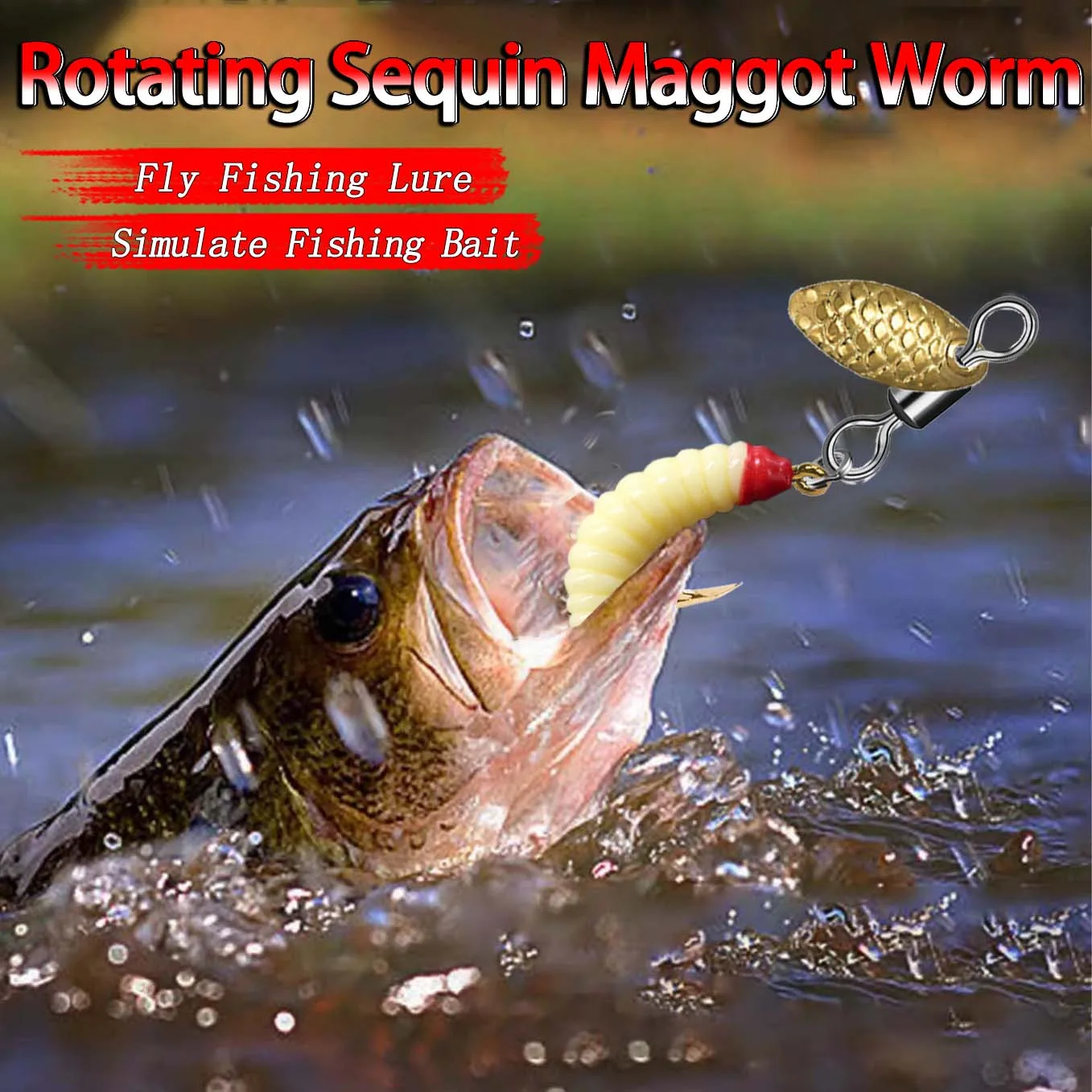 Señuelo mosca gusano lentejuelas giratorias para trucha y salmón - imagen 3