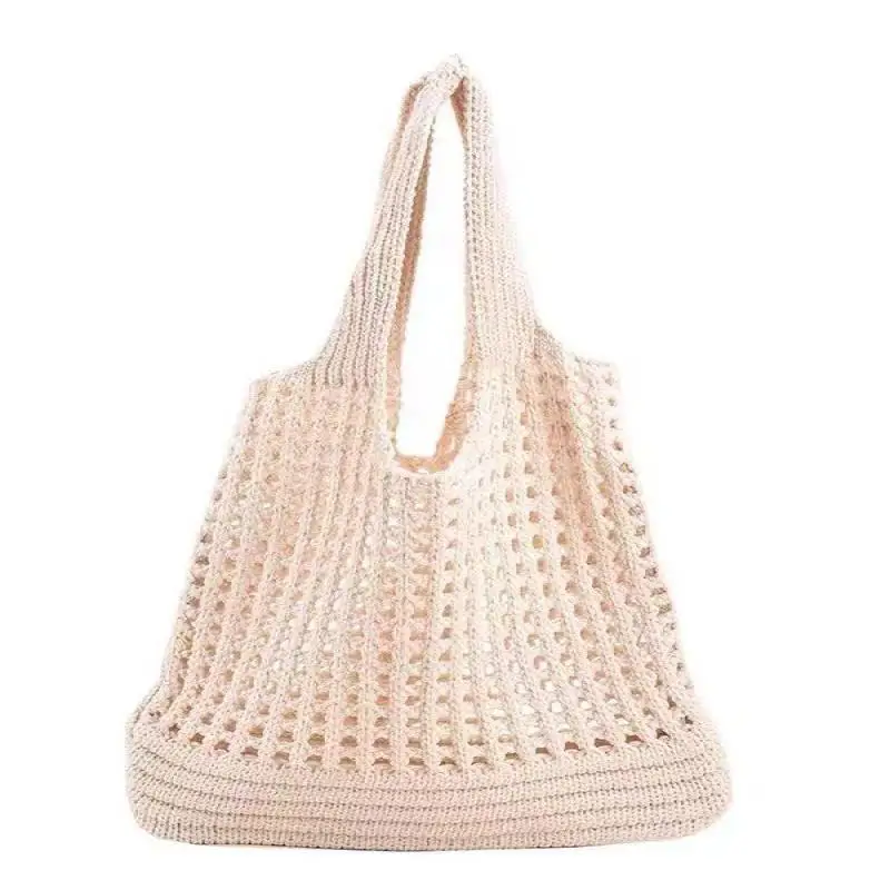 

Women Crochet Tote Bag Hollow Large Capacity Handbag Fashion Knitted Shoulder Bag Shopping Bag For Travel Vacation