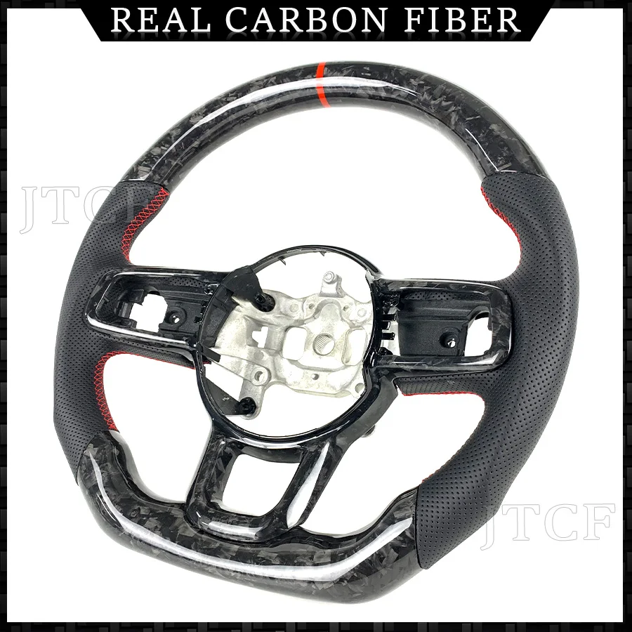 For Jeep Gladiator Perforated Leather Forged Carbon Fiber Car Steering Wheel 2015 2016 2017 2018 2019 2020 2021 2022 2023 2024