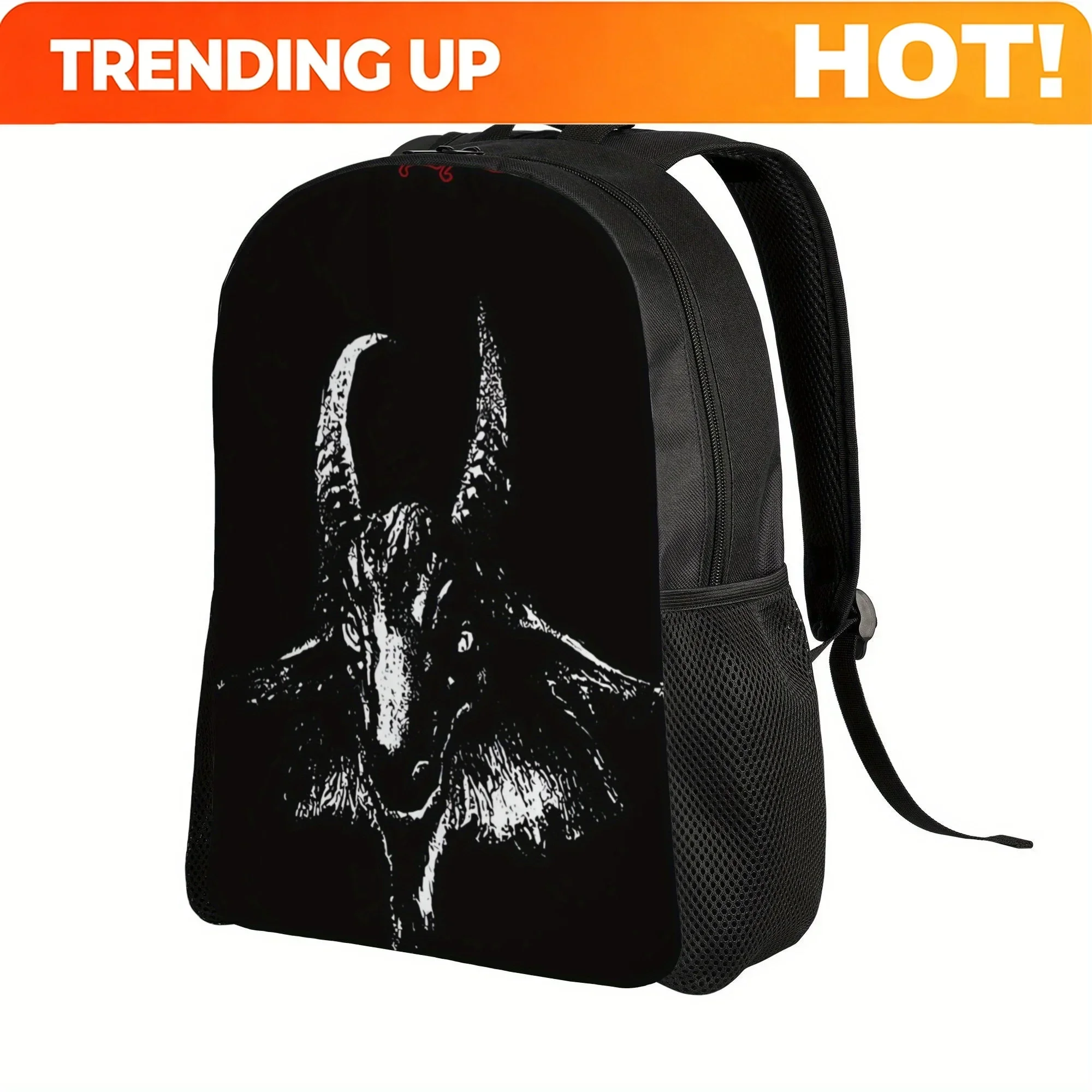 Custom Bag ZLIENSZUS Men's Gothic Demon Face Backpack - Heavy-Horned Creature Design, Spacious Main Compartment Bag For School