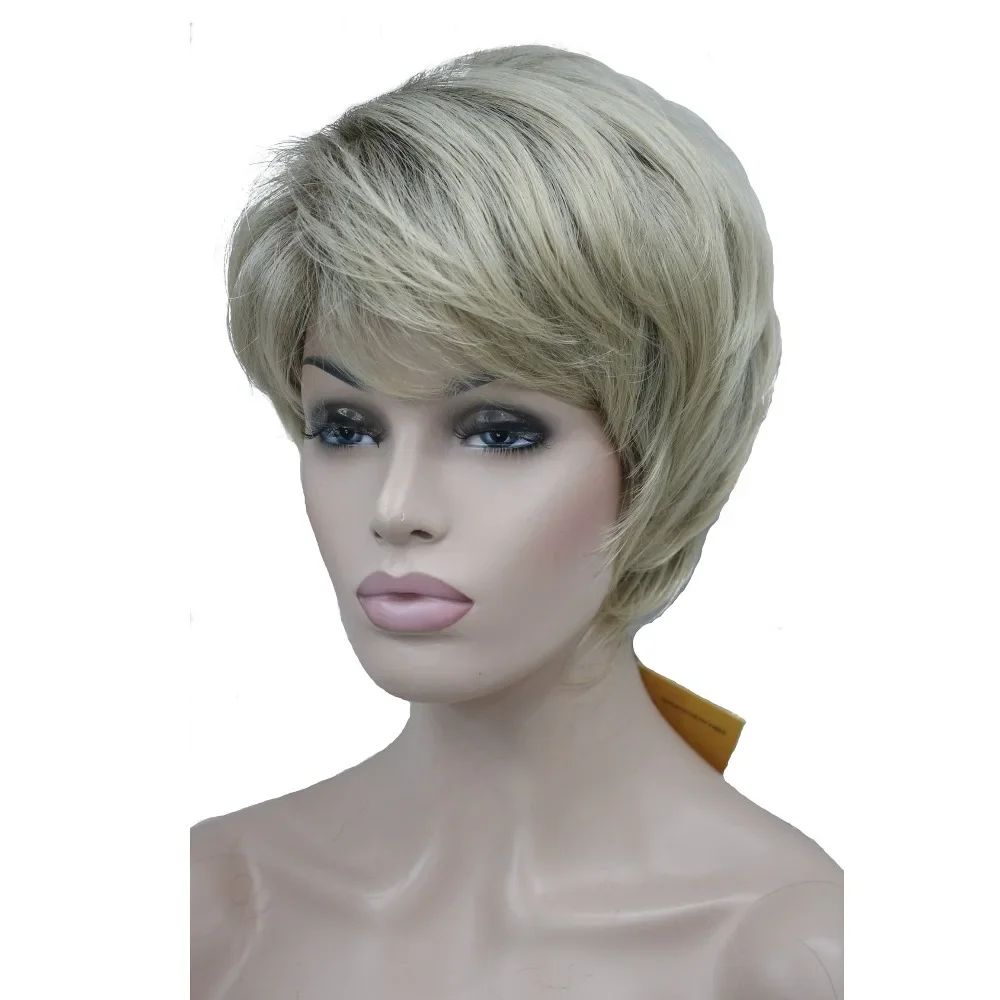 StrongBeauty Women\'s Wigs Natural Fluffy Ash Blonde Short Straight Hair Synthetic  Wig 7 Color