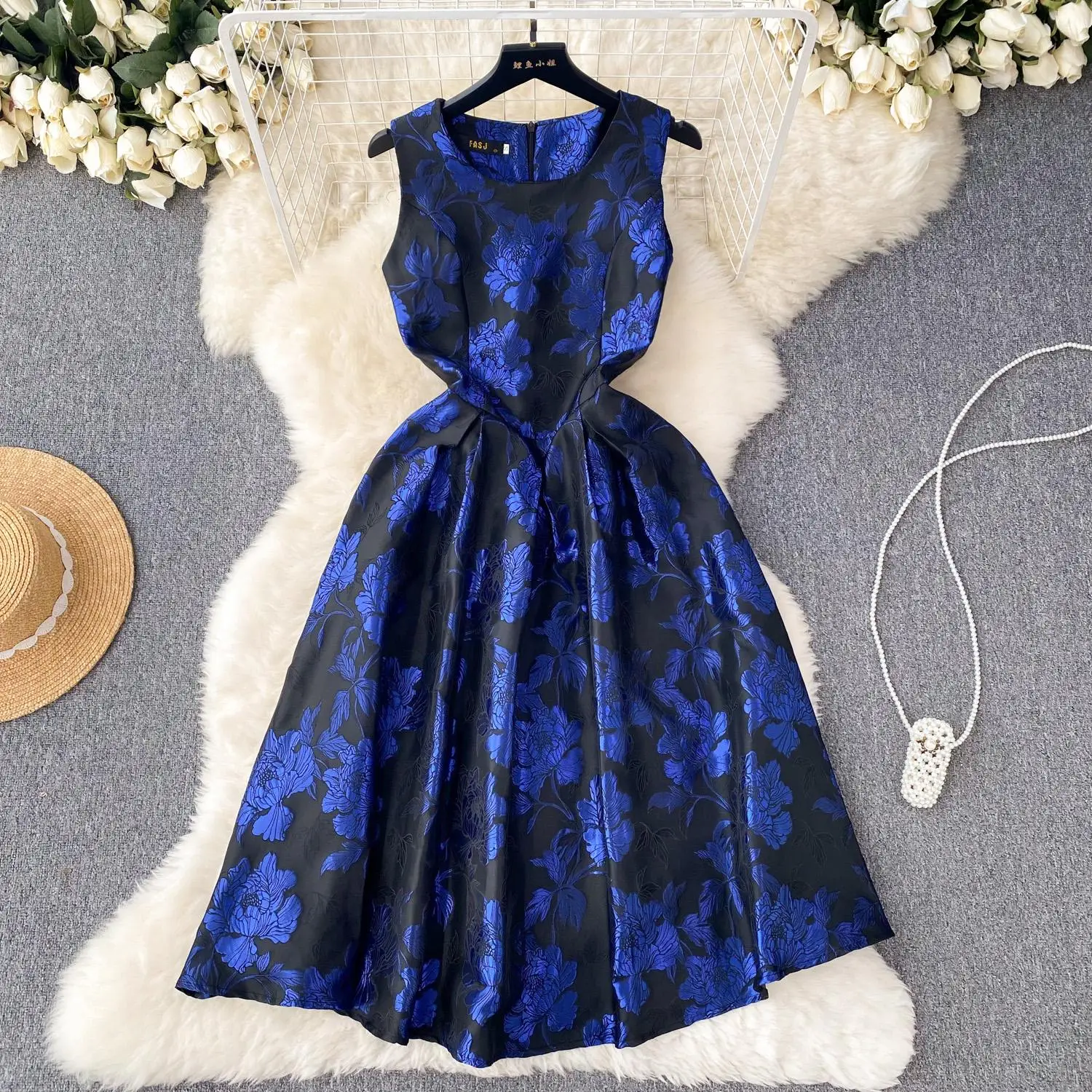 

Women Luxury Jacquard Dress Festa High Quality Elegant Cocktail Party Robe Femme Vintage Tank Designer A-Line Vestidos