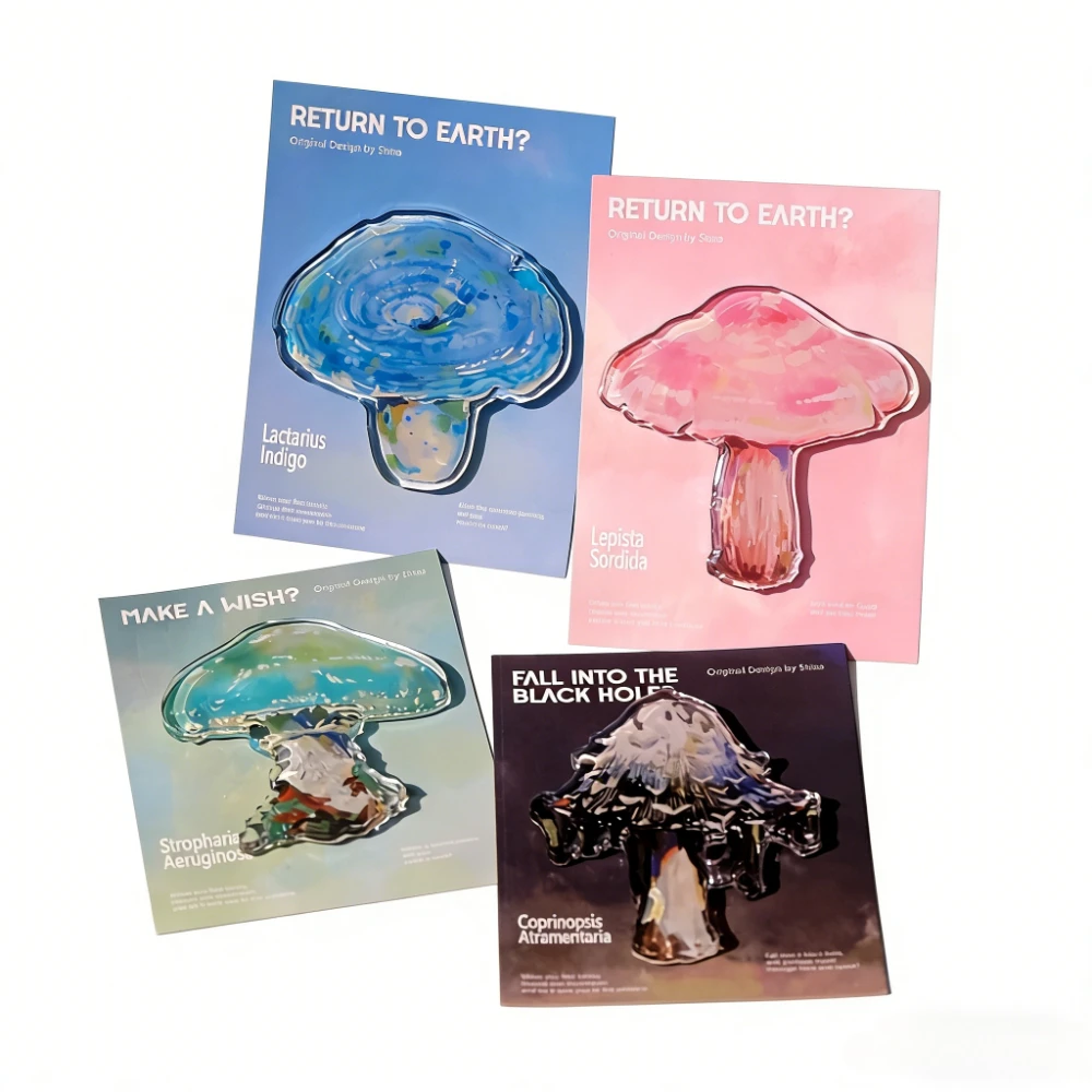 Mushrooms and The Universe Acrylic Epoxy Refrigerator Magnet Cute Plant Magnetic Stickers Creative Gifts