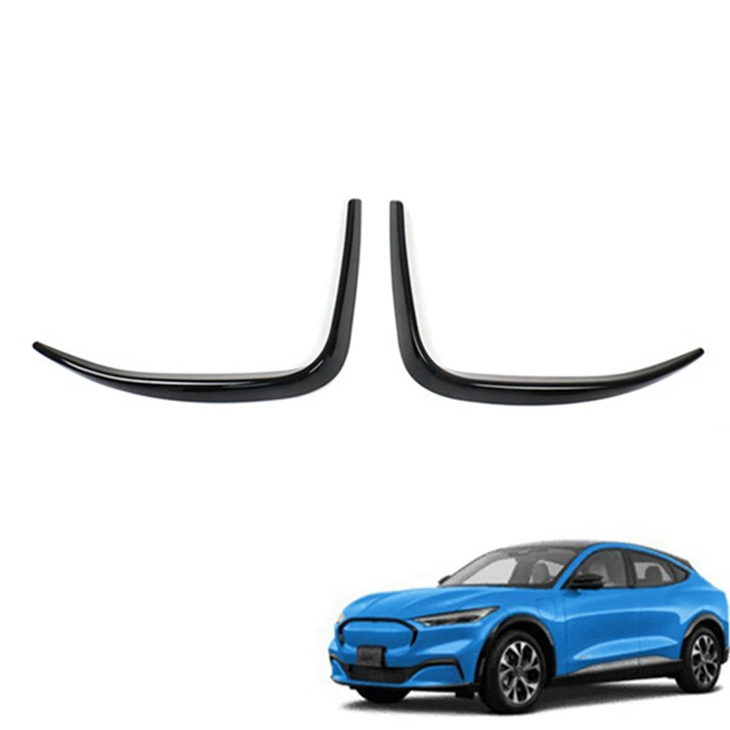 1 Pair Front Bumper Spoiler Cover Canard Air Knife Surround Trim Glossy Black For Ford Mustang Mach-E 2020 2021 2022