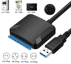Кабель-адаптер USB 3,0 к SATA для жесткого диска 2,5/3,5 дюйма SSD HDD SATA III с поддержкой UASP и интерфейсом питания 12 В/2 А