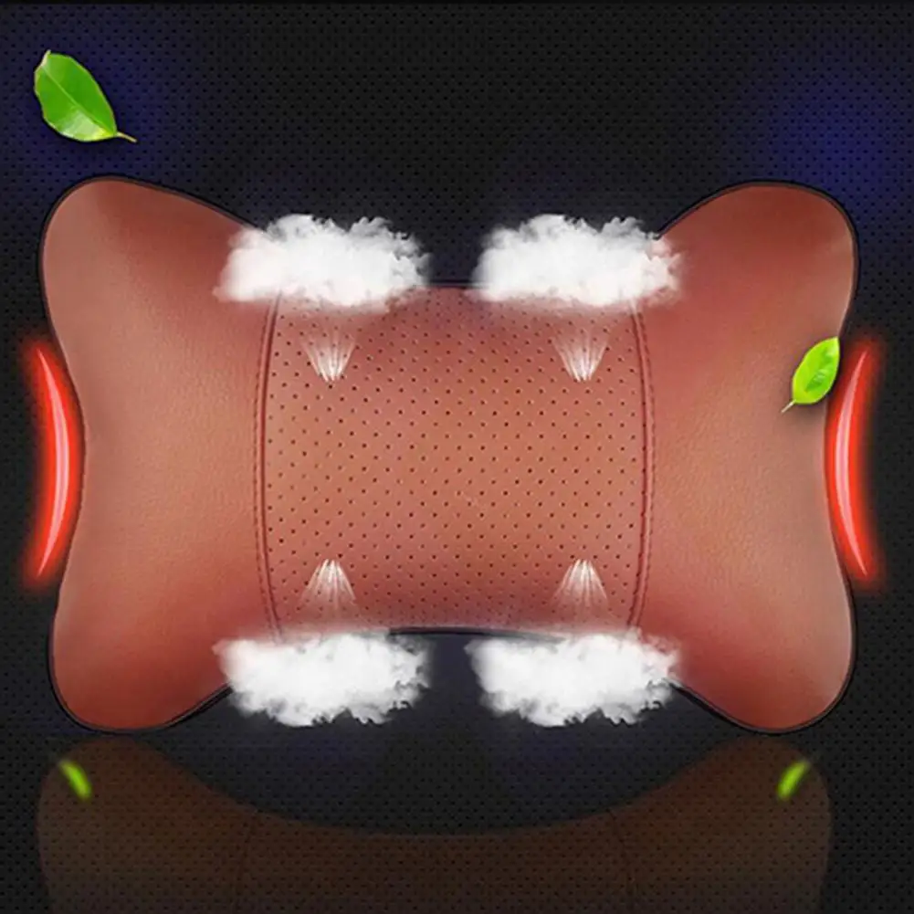 Headrest Hole-digging Neck Support Breathable Comfortable Anti Fatigue Universal Faux Leather Auto Safety Pillow For Car