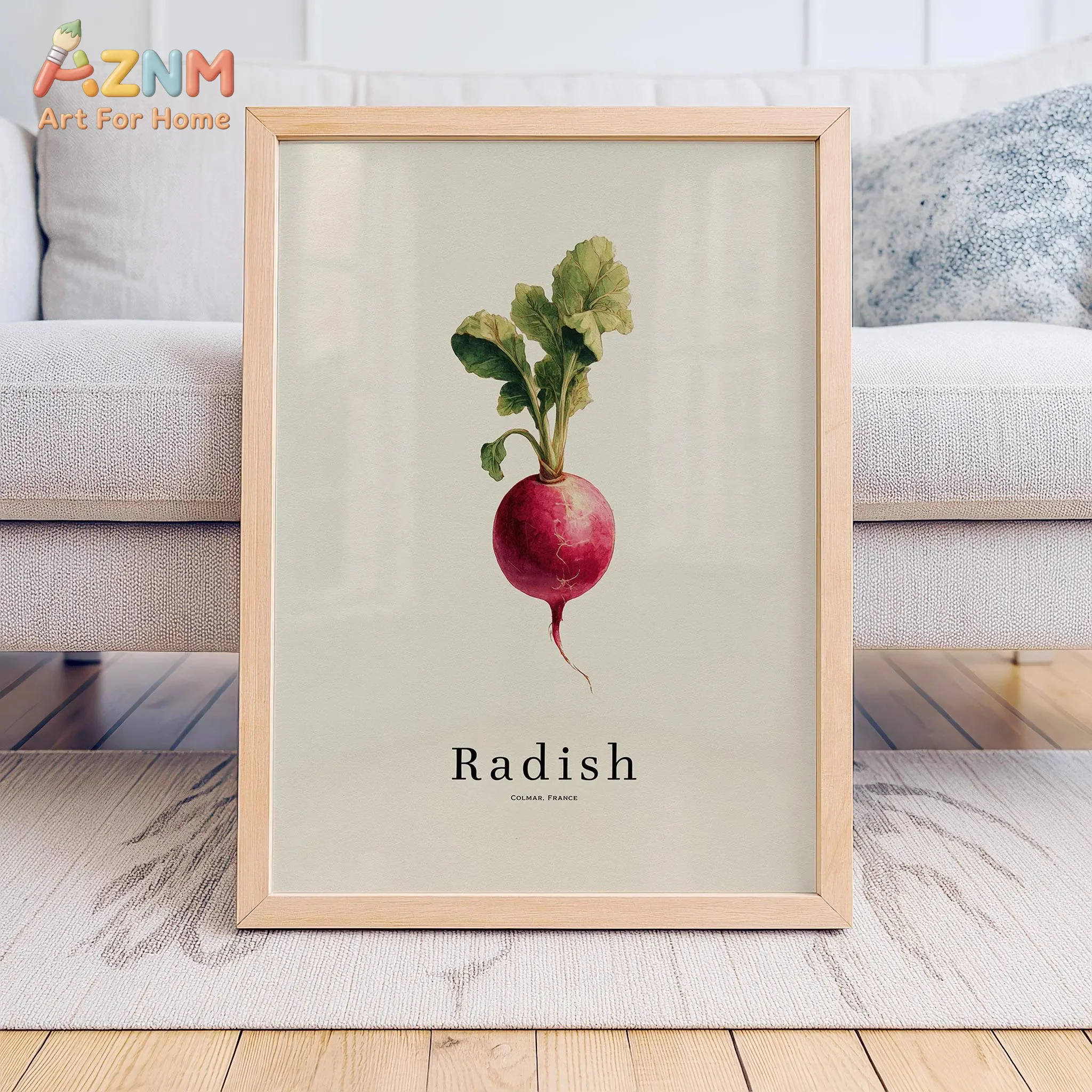 AZNM Vintage Fruit Vegetable Canvas Poster Frameless Wall Art Minimalist Watermelon Tomato Fig Potato Papaya Onion Still Life Pr