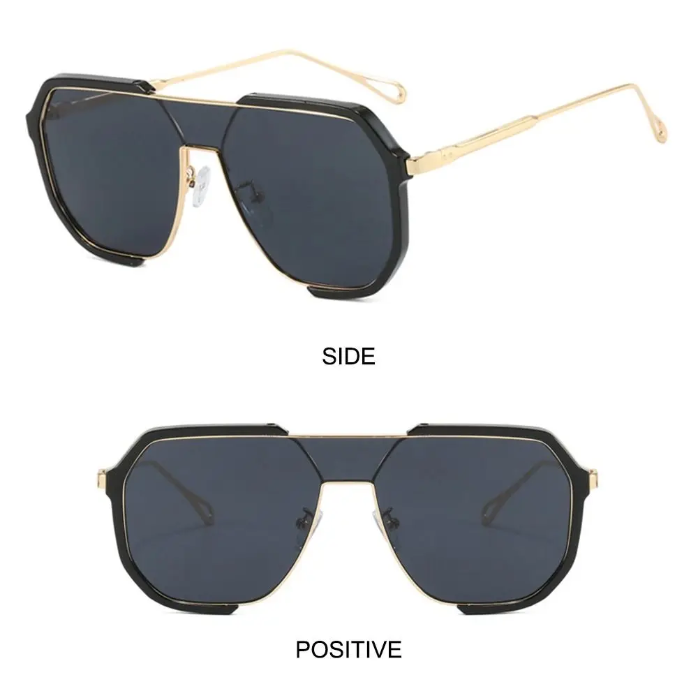 Retro Polygonal Punk Sunglasses Large Frame Advanced Sense One Piece Sun Glasses Oversized Goggle for Women & Men