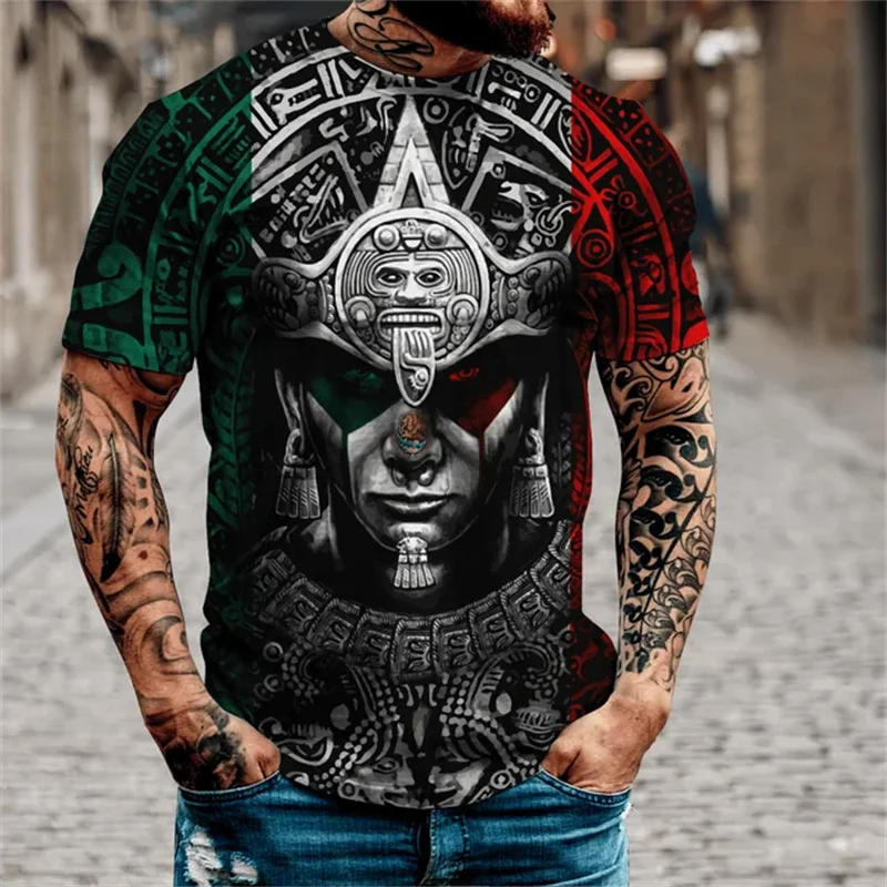 Mexico 3D Printed T-Shirt Men's Aztec Cool Exquisite Pattern Tee Shirts Summer Fashion Casual Short Sleeve Loose Tops Tees