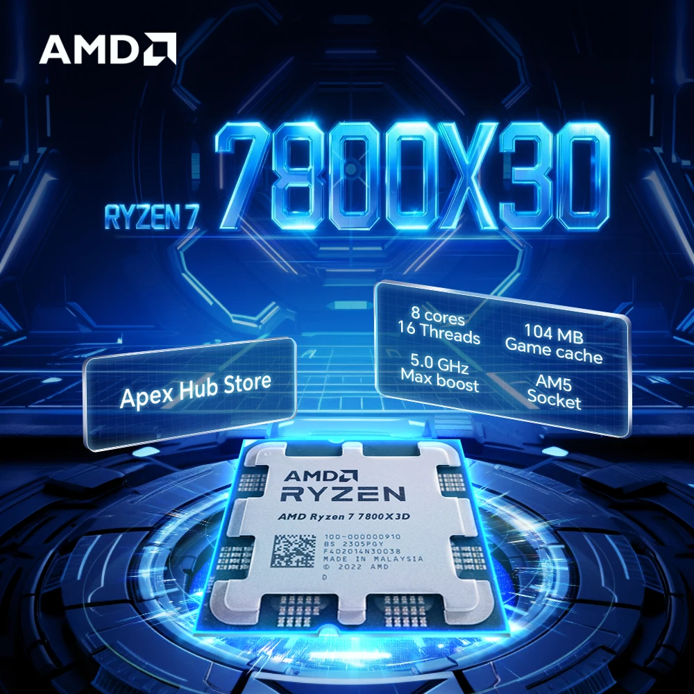 

НОВЫЙ AMD Ryzen 7 7800X3D 8-ядерный 16-поточный AM5 120 Вт 5NM L3 = 96M Подходит для игрового процессора B650 4,2 ГГц R7 7800X3D DDR5 без вентилятора