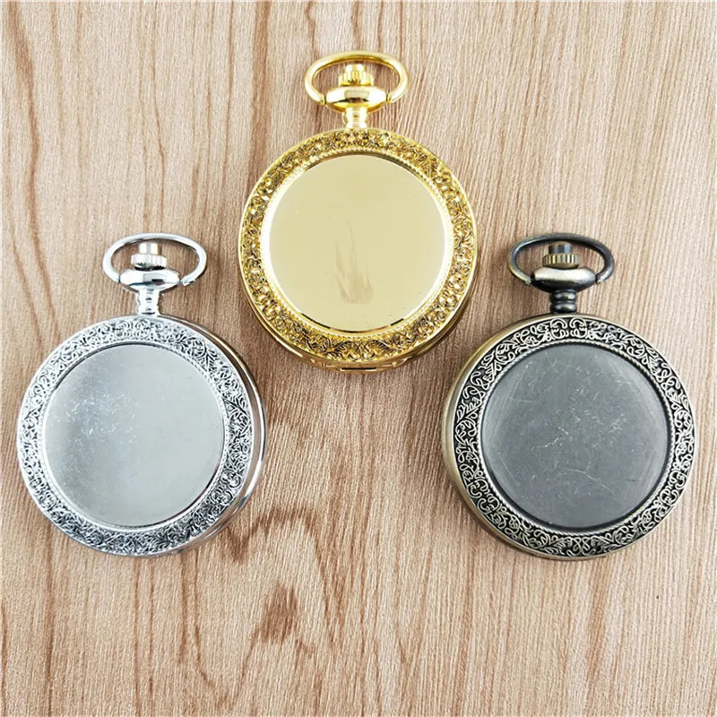Retro Luxury Engraved Bronze Case Quartz Pocket Watch for Men Antique Wave Fob Chain Necklace Pendant Man Clock Present Gifts
