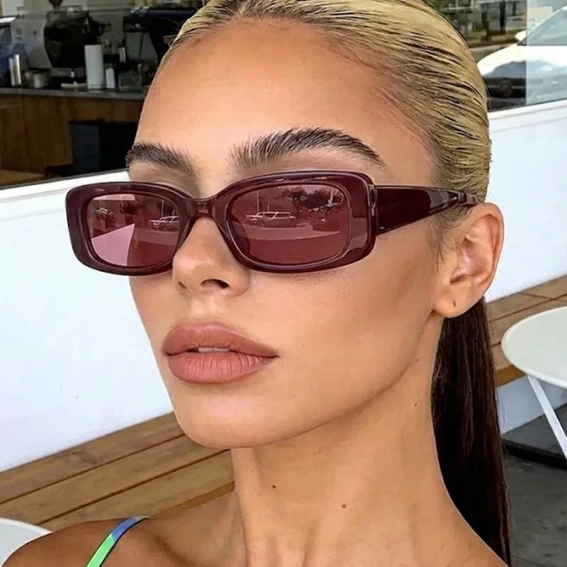 New Small Sunglasses Women Men Trendy Vintage Brand Designer Hip Hop Square Red Sun Glasses Female Eyewear UV400 Oculos De Sol