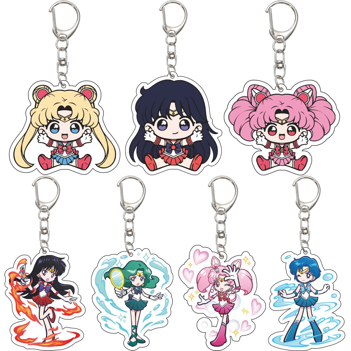 Llavero Acrílico de 55MM de Anime Sailor Moon, Sailor Mars, Sailor Chibi Moon, Sailor Mercury, Sailor Venus, Sailor Jupiter, Regalos Bonitos