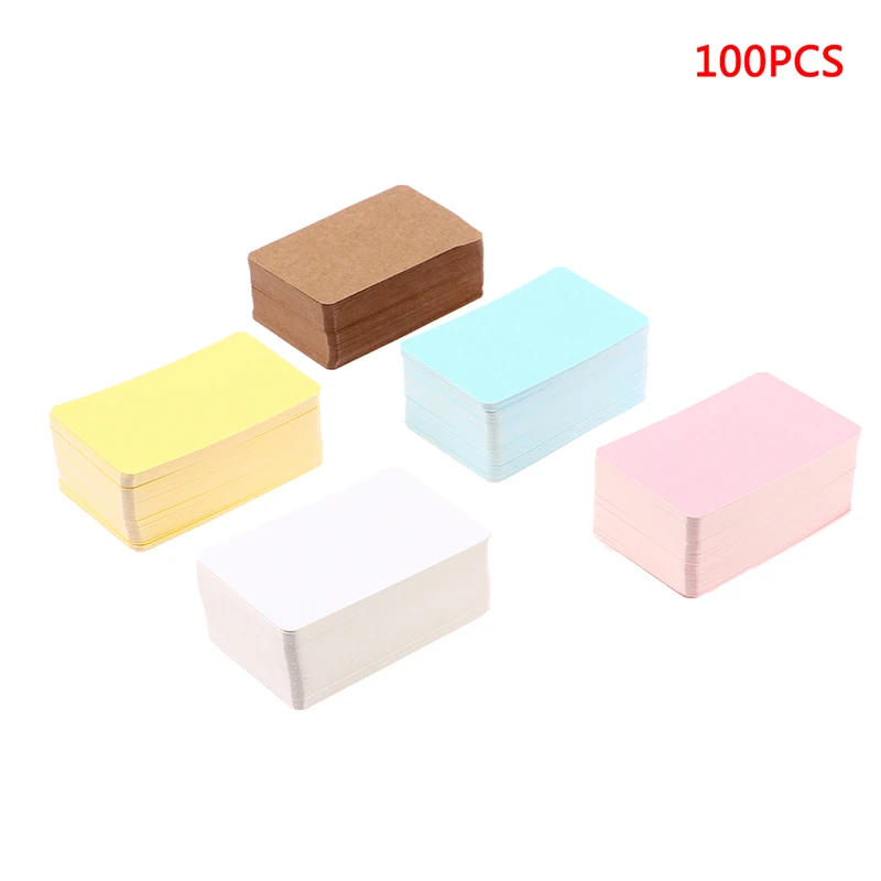 

100Pcs Blank Diy Small Card Kraft Paper Playing Card Postcards English Word Card Mini Hard Cardstock