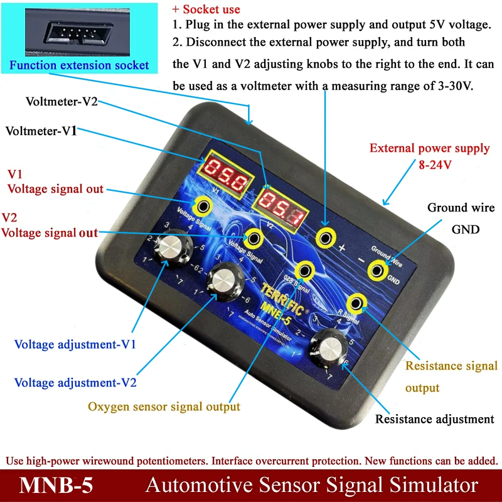 MNB-5 Auto Sensor Simulator Car Signal Generator Upgrade MNB-3 Automotive ECU Voltmeter Car Oxygen Oil Pressure Sensor Simulator