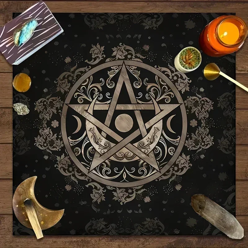 

1Pc Tarot Table Game Card Cloth Table Mat Altar Cloth Moon Phase Sun Starry Sky Flowers Witchcraft Altar Ritual Party Decoration