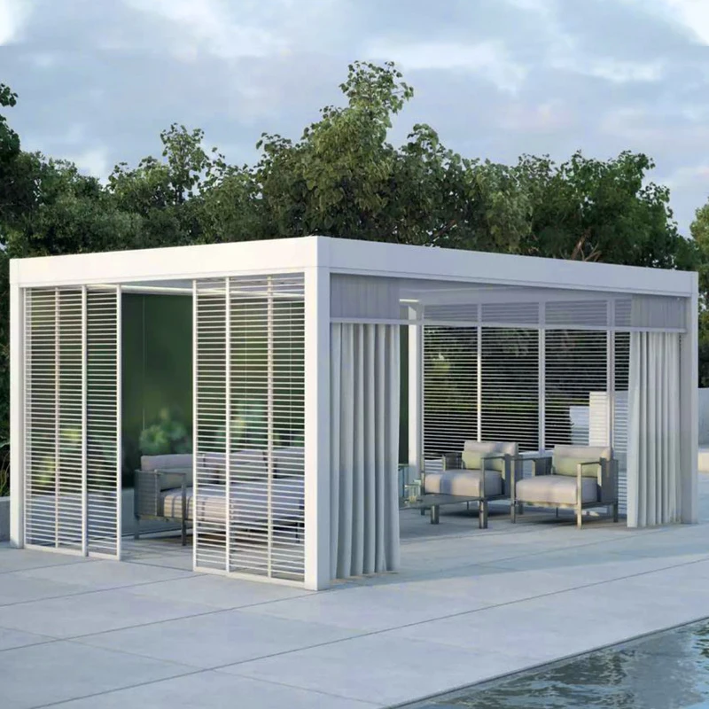 Outdoor Waterproof Canopy Motorized Louvered Aluminium Pergola