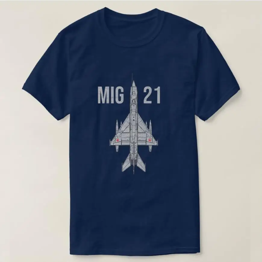 MIG 21 Fighter Jet Russian Military Aircraft T-Shirt Short Sleeve Casual 100% Cotton O-Neck Summer Shirt