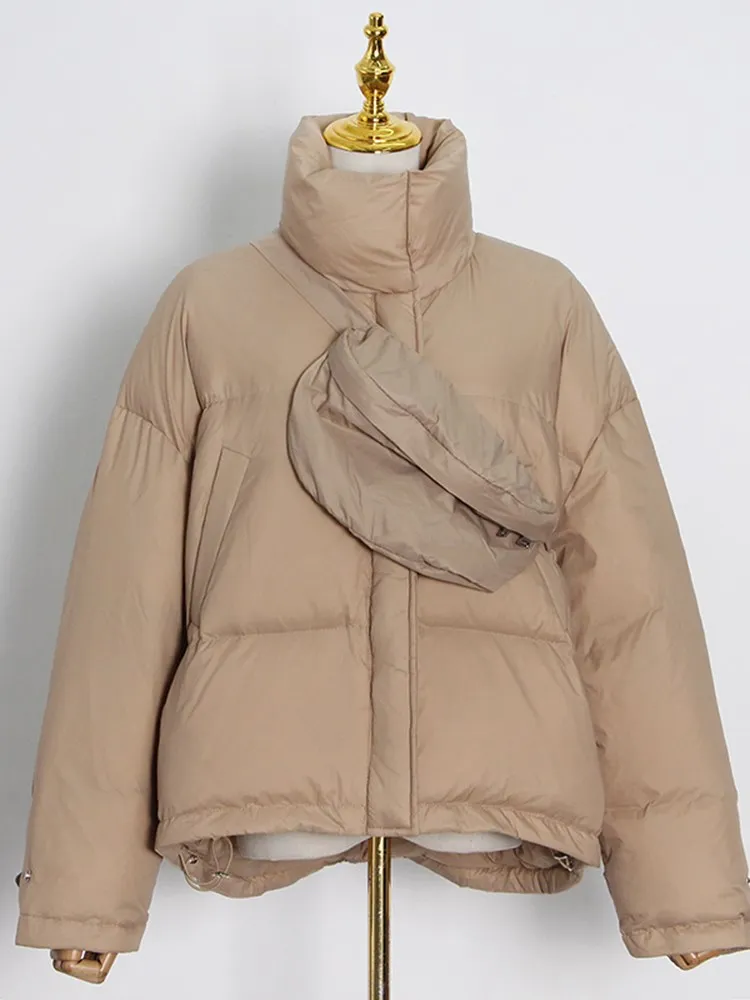 BPN-Parkas à simple boutonnage pour femmes, revers, manches longues, poches patchwork, décontracté, minimaliste, monochrome, hiver, nouveau