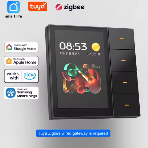 F3-pro Tuya Smart Panel ZigBee Wall Switch Home Automation Electric Dimmer Lighting Switch Control System 3.5 Inch Touch Screen