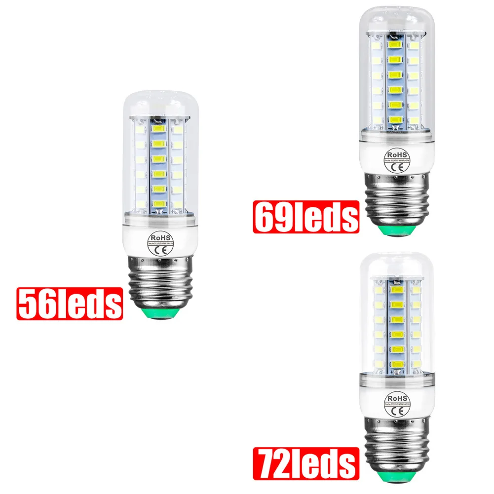 Ultra brilhante LED milho lâmpadas, E27, E14, 3000-4500K, branco quente, casa lustre, candeeiro de mesa, ângulo de difusão de 360 °