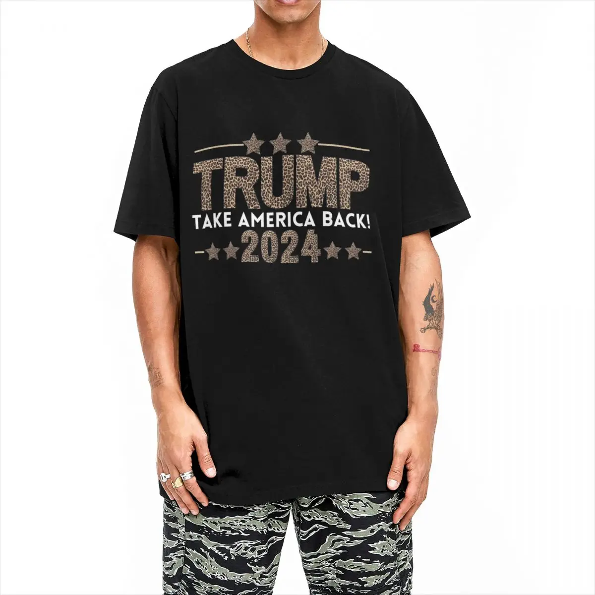 Men's Donald Trump 2024 T-Shirts 100% Cotton Tops Summer Aesthetic Short Sleeves T-Shirt O-Neck Harajuku Tshirt Plus Size 5XL