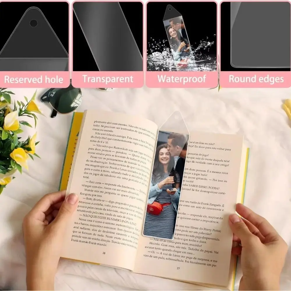 10Pcs PVC Bookmark Sleeves Double-Sided Clear with Hole Bookmarks Protective Cover DIY Photo Bookmarks Blank Picture Holders