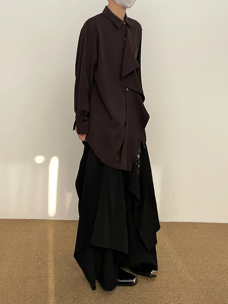 SuperAen Koreaanse stijl vintage opstaande kraag overhemd patchwork lint asymmetrische herfst nieuwe casual overhemden met lange mouwen