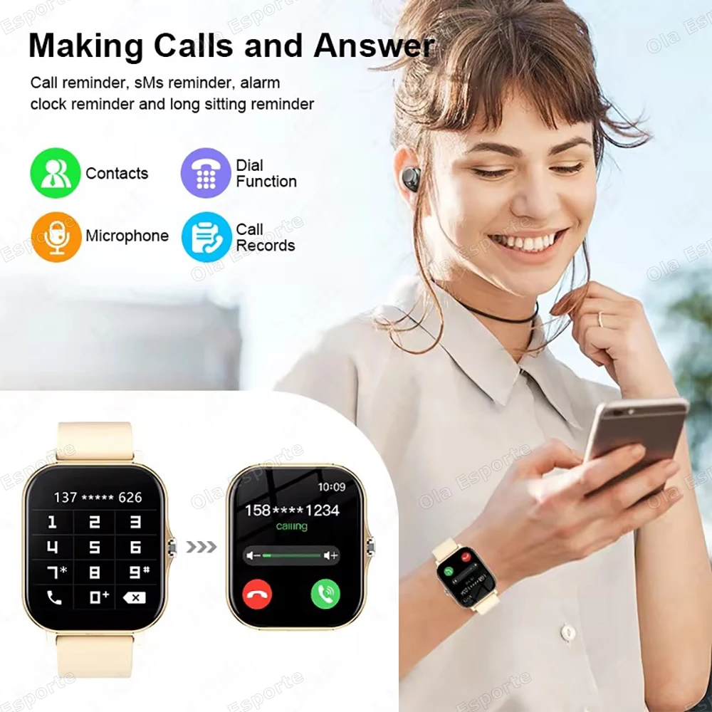 New 1.83-inch Smartwatch Call Notifications Sleep Monitoring Activity Tracking Smart Watch Compatible with Android and iOS Ht30