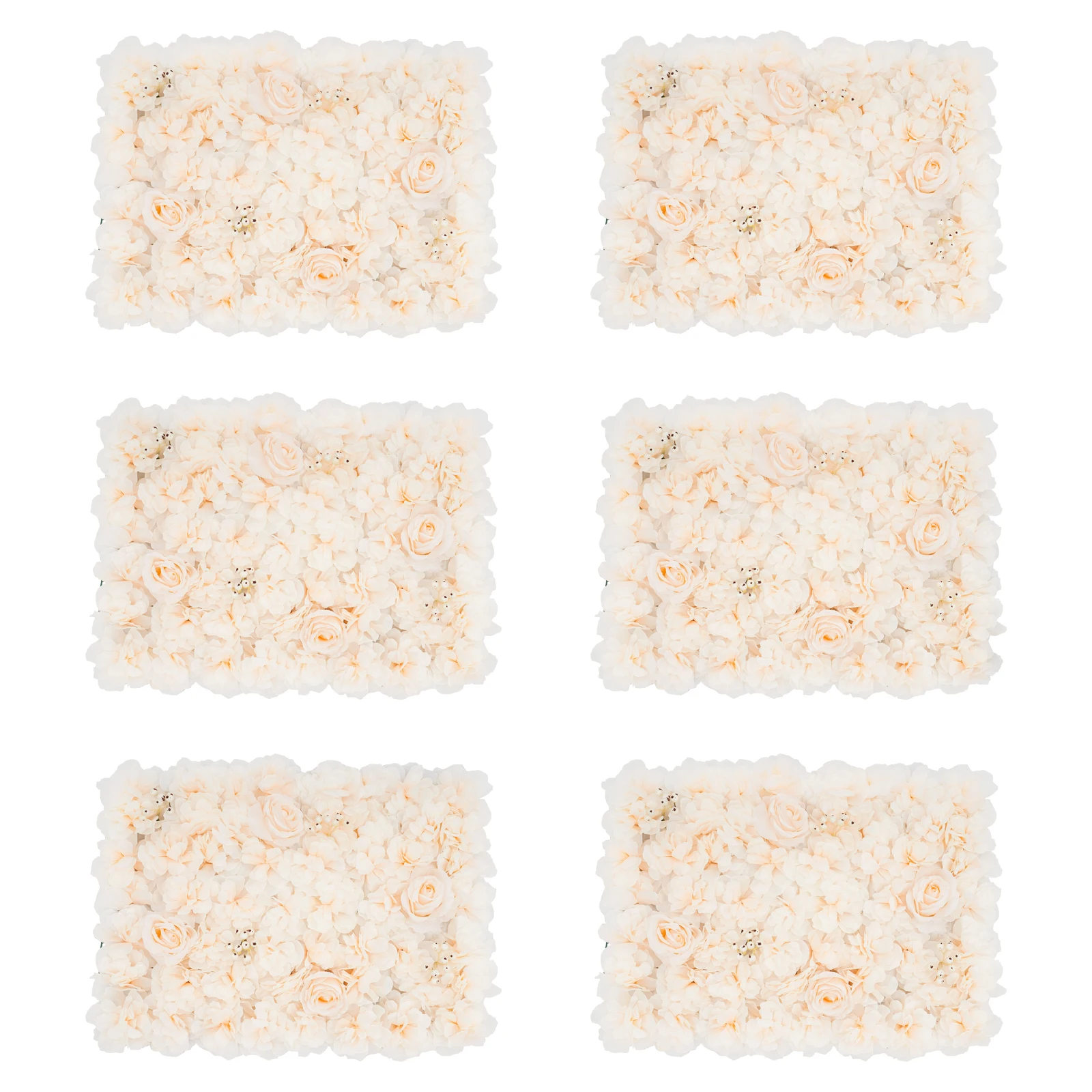 6-teiliges Set Pflanzen-Blumen-Wand Bestickte Kugel Künstliche Blumenwand-Platte Weiß Frucht+Hell-Champagner Prachtvolle Rose – Detail 23