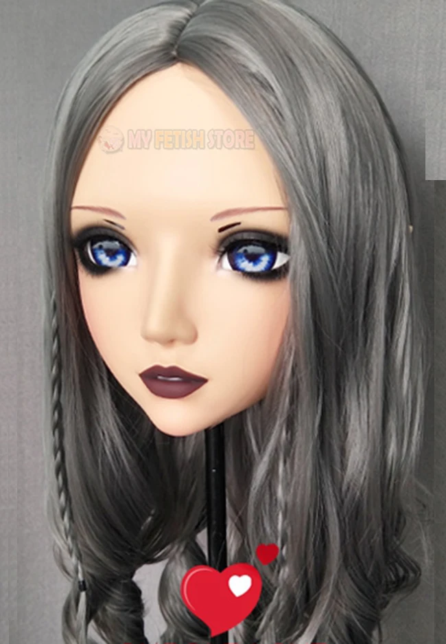 (Er-04)Female Sweet Girl Resin Half Head Kigurumi BJD Eyes Crossdress Cosplay Japanese Anime Role Lolita Mask With Fairy Ear