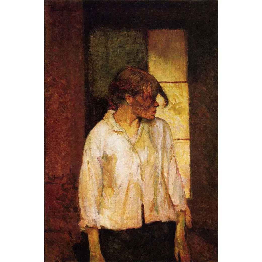 Henri de Toulouse-Lautrec paintings,At Montrouge(Rosa la Rouge), Handmade Impressionist figure painting,Room decoration picture