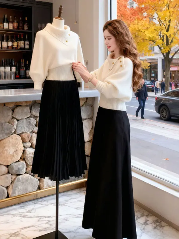 

Soft Sle Long Sve Knitted Top Waist Inward Flip Collar Winter ular Women's Casual Faionable Outdoor Ci Walk