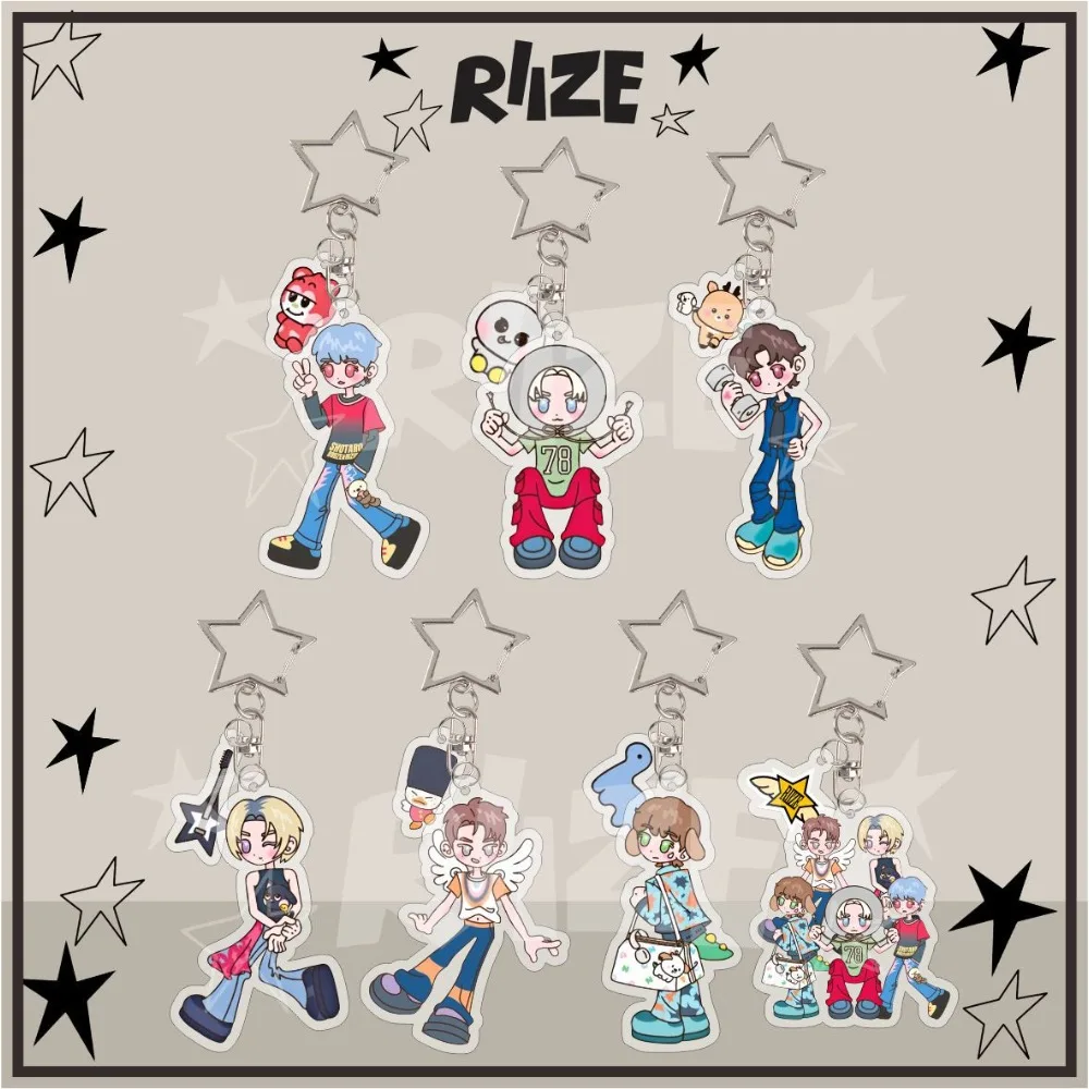 kpop RIIZE Cartoon Keychain SHOTARO EUNSEOK SUNGCHAN WONBIN SOHEE ANTON Keyring Backpack Accessories