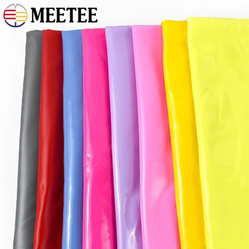 50*145cm Meetee Shiny Glossy Soft Leather Fabric Elastic Faux PU Fabrics for Dress Clothes Cloth Material DIY Sewing Accessories