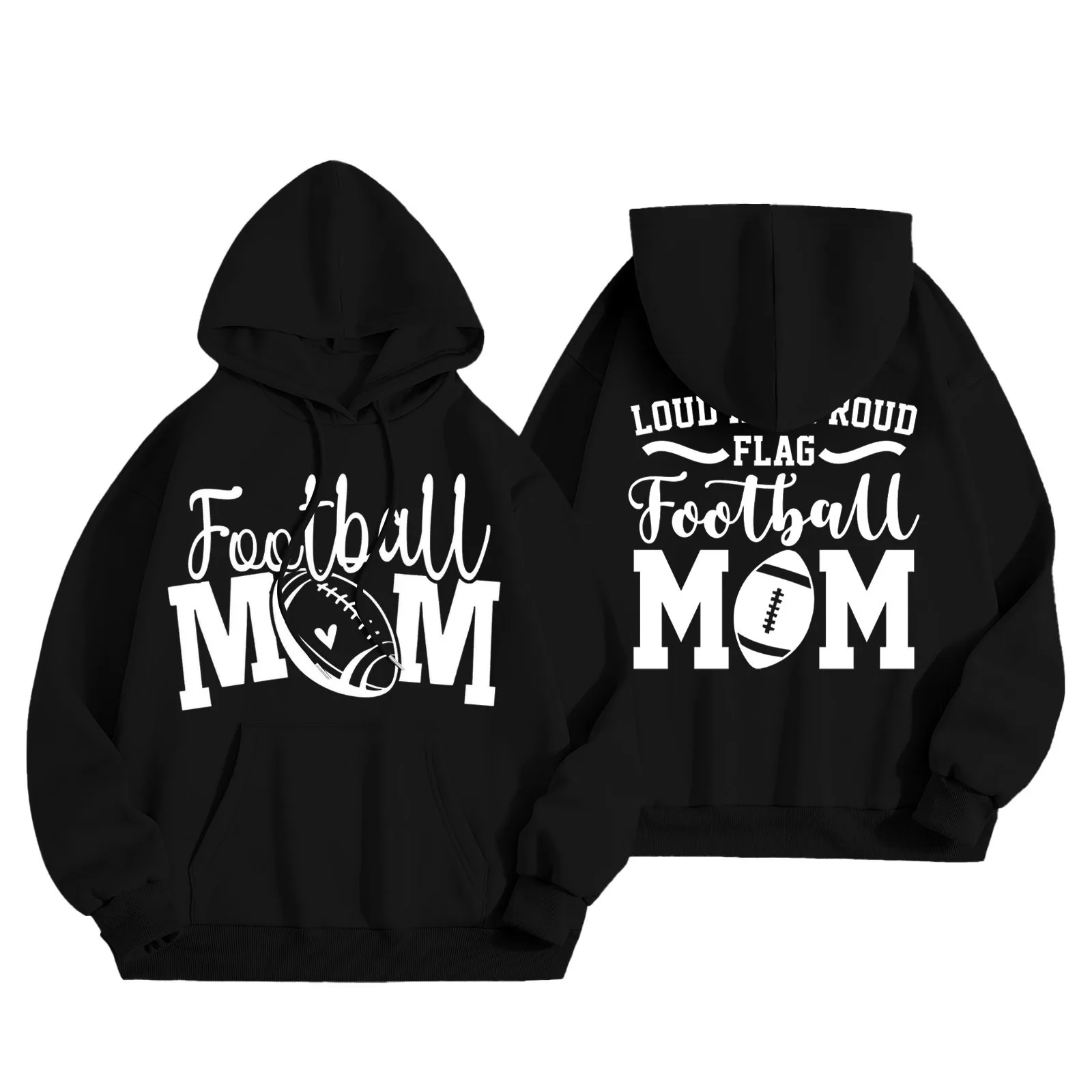 New In Hooded Sweatshirt Flag Football Mom Oversized Y2k Hoodie Outdoor Graphic Men Tracksuit American Vintage Plus Size Jumpers