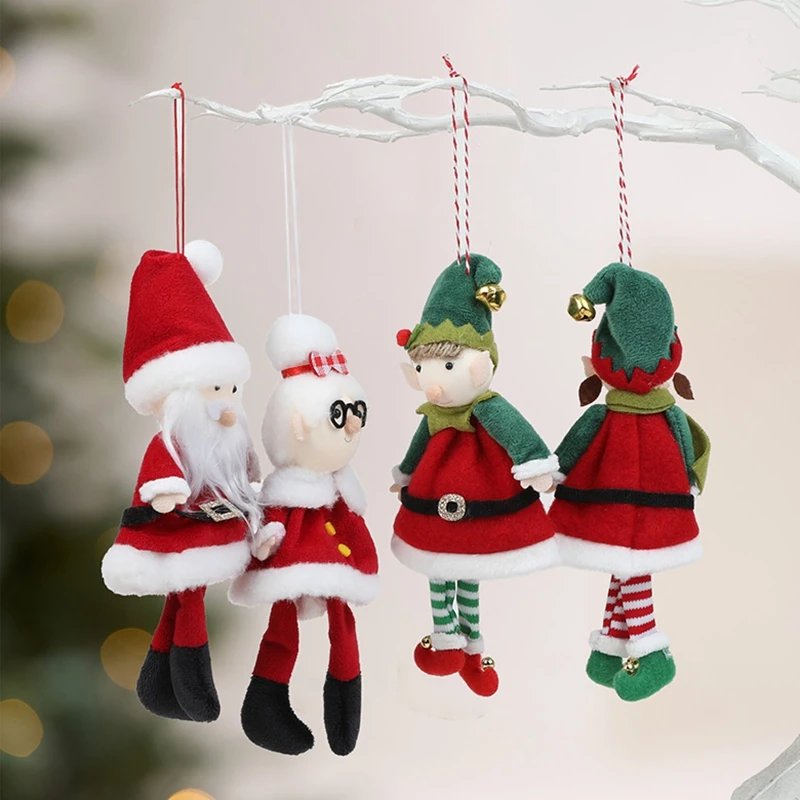

Santa Claus Elves Doll Hanging Ornaments Christmas Tree Hanging Boy Girl Elf Pendants Kids New Year Party Gift Home Decoration