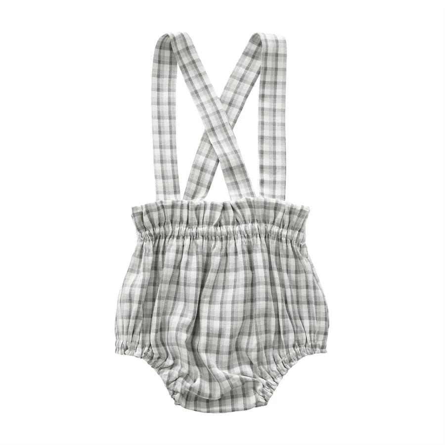 Baby Rompers Newborn Boy Girl Sleeveless Jumpsuits Sunsuits One Piece Infant Netural Plaid Outfits Toddler Clothes 6m-3T