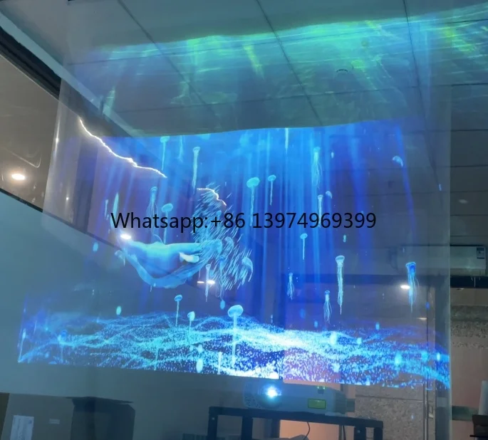3D Hologram Transparent Rear and Clear Film/hologram Foil Projection Screen Film for Shop Window and Store 1.52X5m
