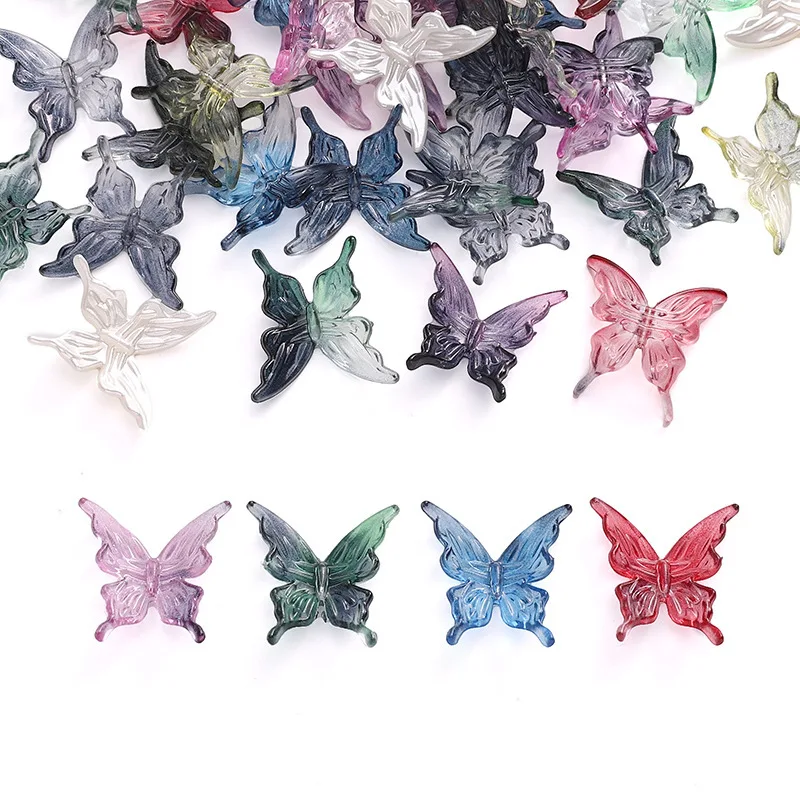 20 Stück Acryl klar AB Farbe Schmetterling Perlen lose Spacer Perlen Charms für Handwerk DIY Halskette Armband Schmuck machen liefert