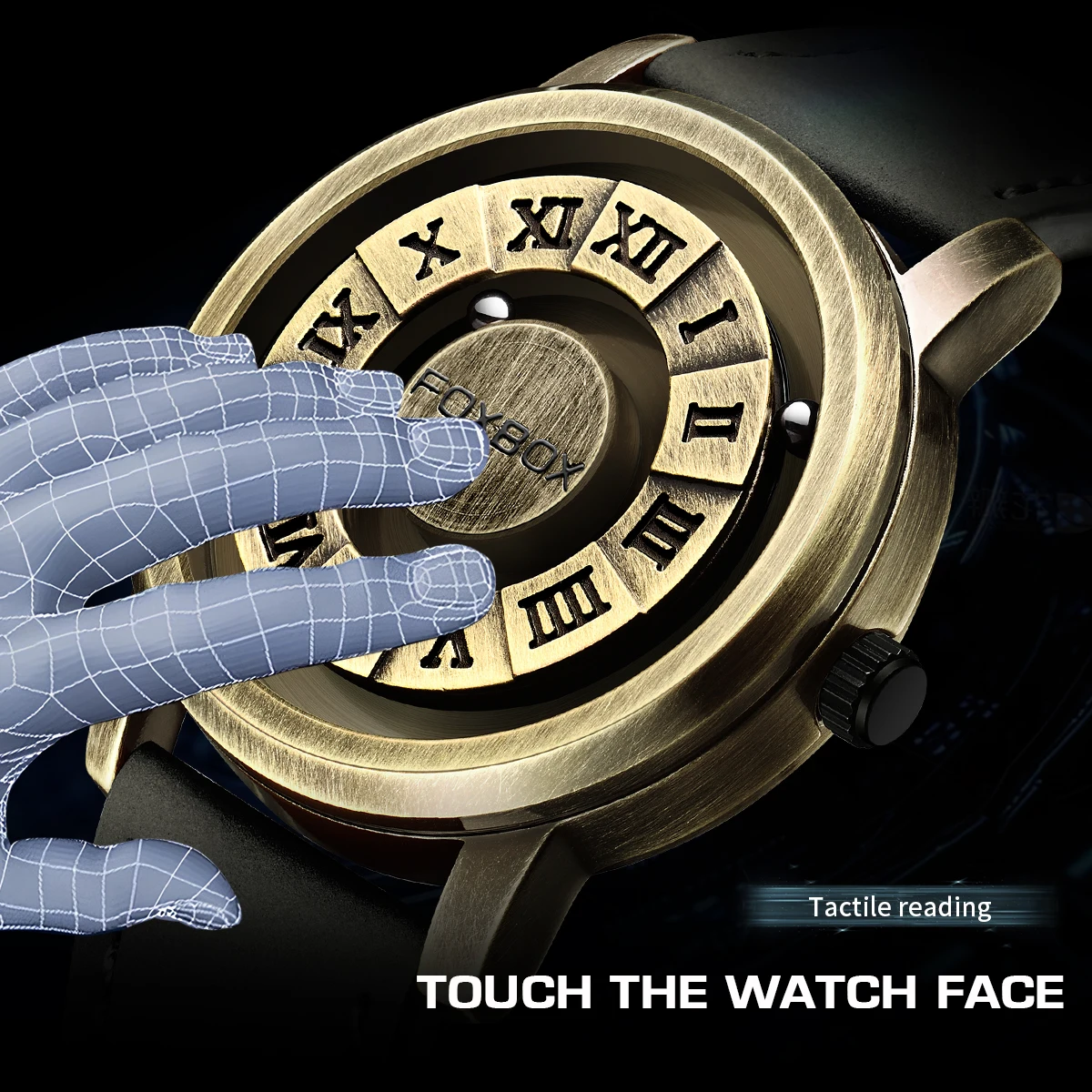 FOXBOX Serie Gravitation Orologio da uomo magnetico al quarzo moda Perline scorrevoli creative Orologi sportivi casual impermeabili per uomo + SCATOLA