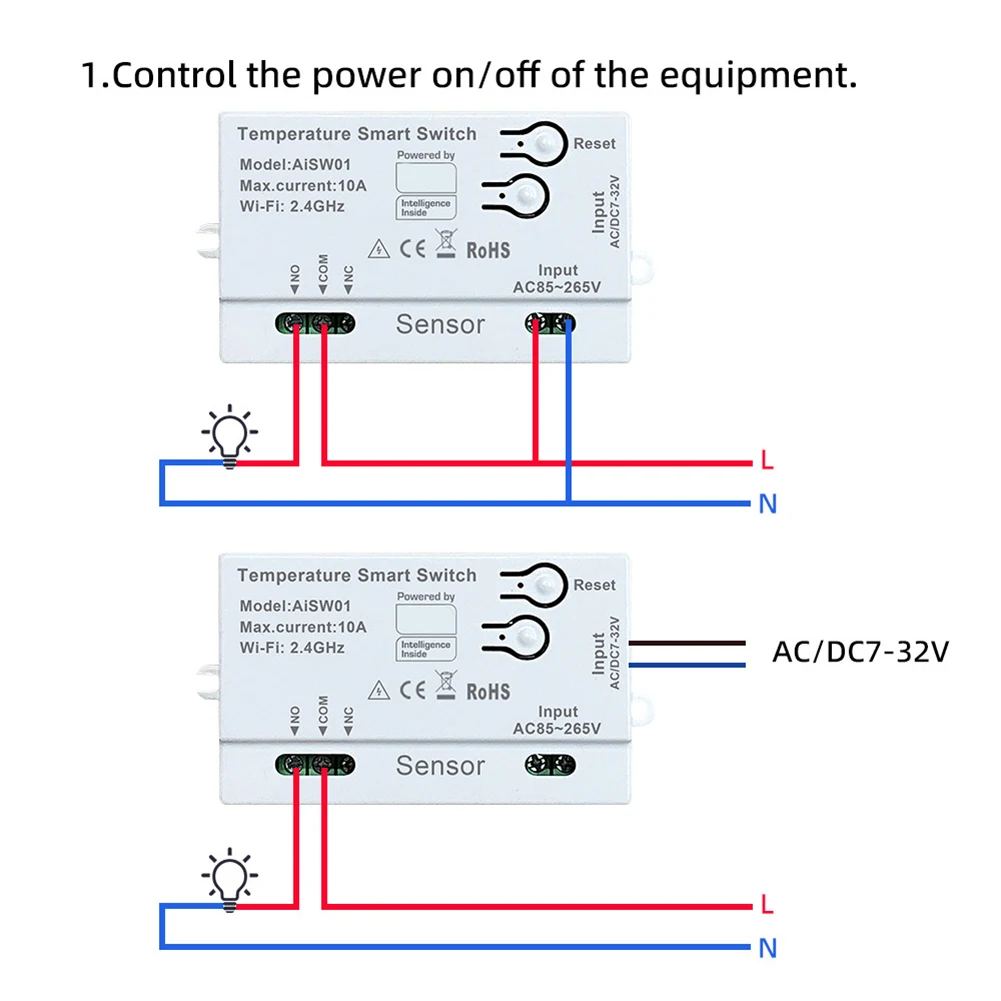 For Tuya Smart WiFi Temp&Hum Sensor Passive Dry Contact Remote Control Switch ﻿Automatic Temperature Management